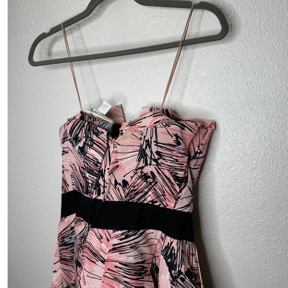 NWT Carolina Herrera Pink Black Splash Parasol Print Faille Strapless Dress S - Picture 7 of 16